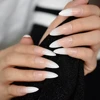 Ombre Extra largo clavo francés extrema aguja Sharp gradiente Nude blanco 24 uñas de acrílico al por mayor manicura consejos ► Foto 1/6