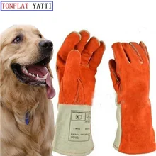 Утепленные кожа анти-укус Перчатки Тактический дрессировка для собаки кошки укус змеи против царапин защитная обучение кормления glov