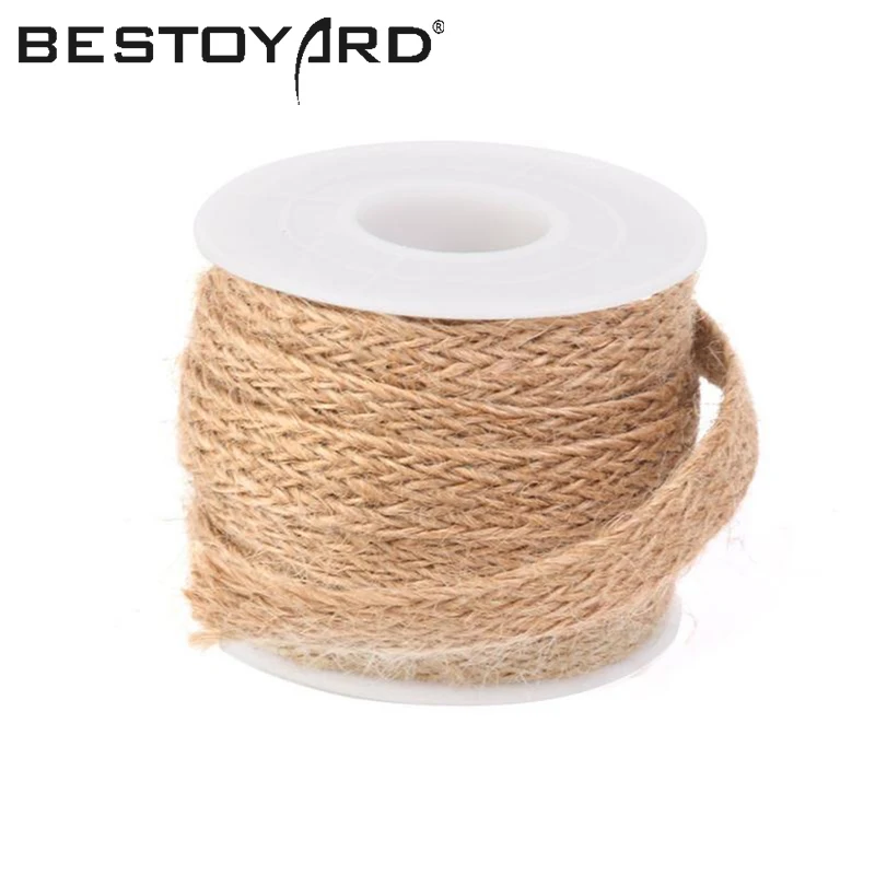 

5M*10MM DIY Craft Vintage Natural Hessian Jute Twine Rope Wedding Party Burlap Ribbon Decor Home Spool Festival Scrapbooking