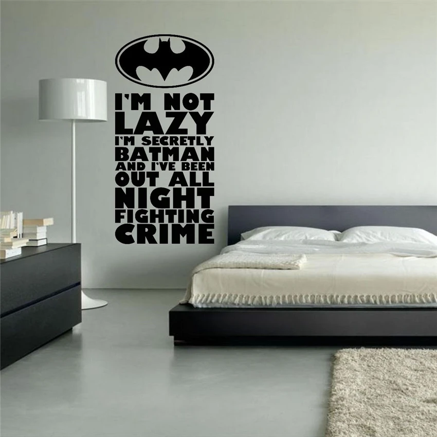 

Batman, I am not lazy, wall art vinyl sticker Home Decor Removable Cartoon living Art Decor Wall Sticker N461