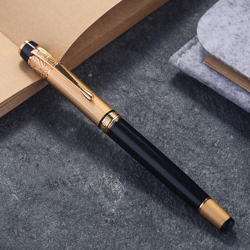 Grey Lacquer with Gold Inlayed Trim New Luxury Hero No 3019 Fine Fountain Pen 