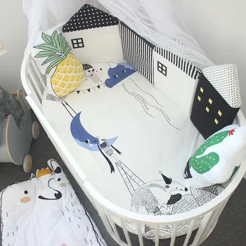 

Crib Bumper Baby Bed Rail Bumpers Nursery Anti-Collision Fence Cradle Safety Cotton House Shape Crib Bumper