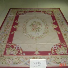 9'x12 aubusson шерстяные ковры красный дизайн иглы потертый шик ковры-все виды ковры в нашем магазине