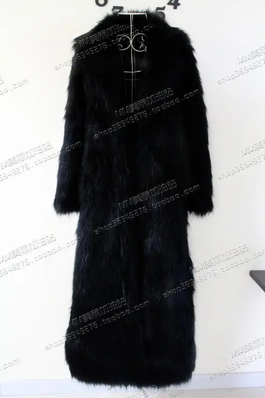 X-Long 130 см черный белый красный пальто из искусственного меха женщин плюс размер 6XL 5XL 4XL роскошный из искусственной лисы мех пальто - Цвет: 15001 black