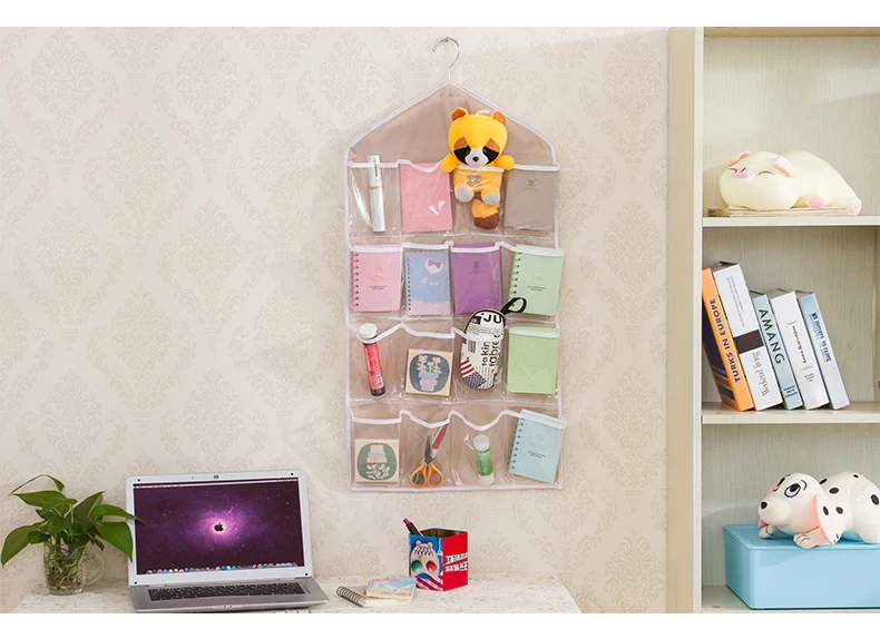 2017 new 16 Pockets Clear Hanging Bag Socks Bra Underwear Rack Hanger Storage Organizer closet clothes organizing bags (6)
