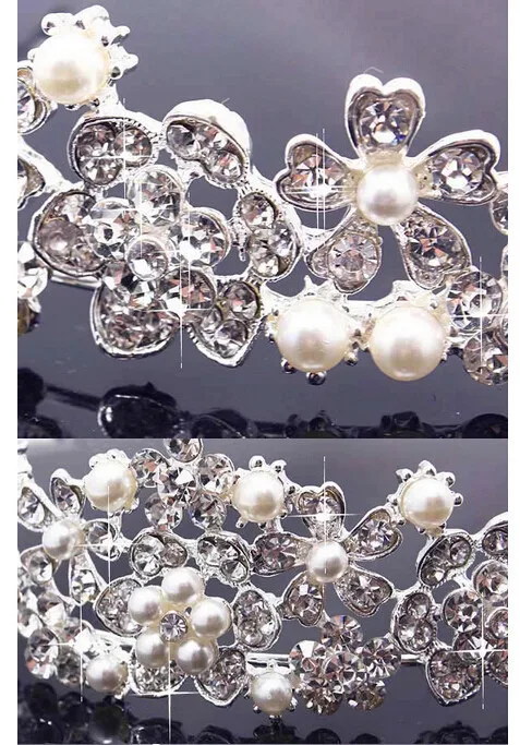 Цветок гибискуса Корона невесты ювелирных изделий с бриллиантами Свадебные головной убор C876