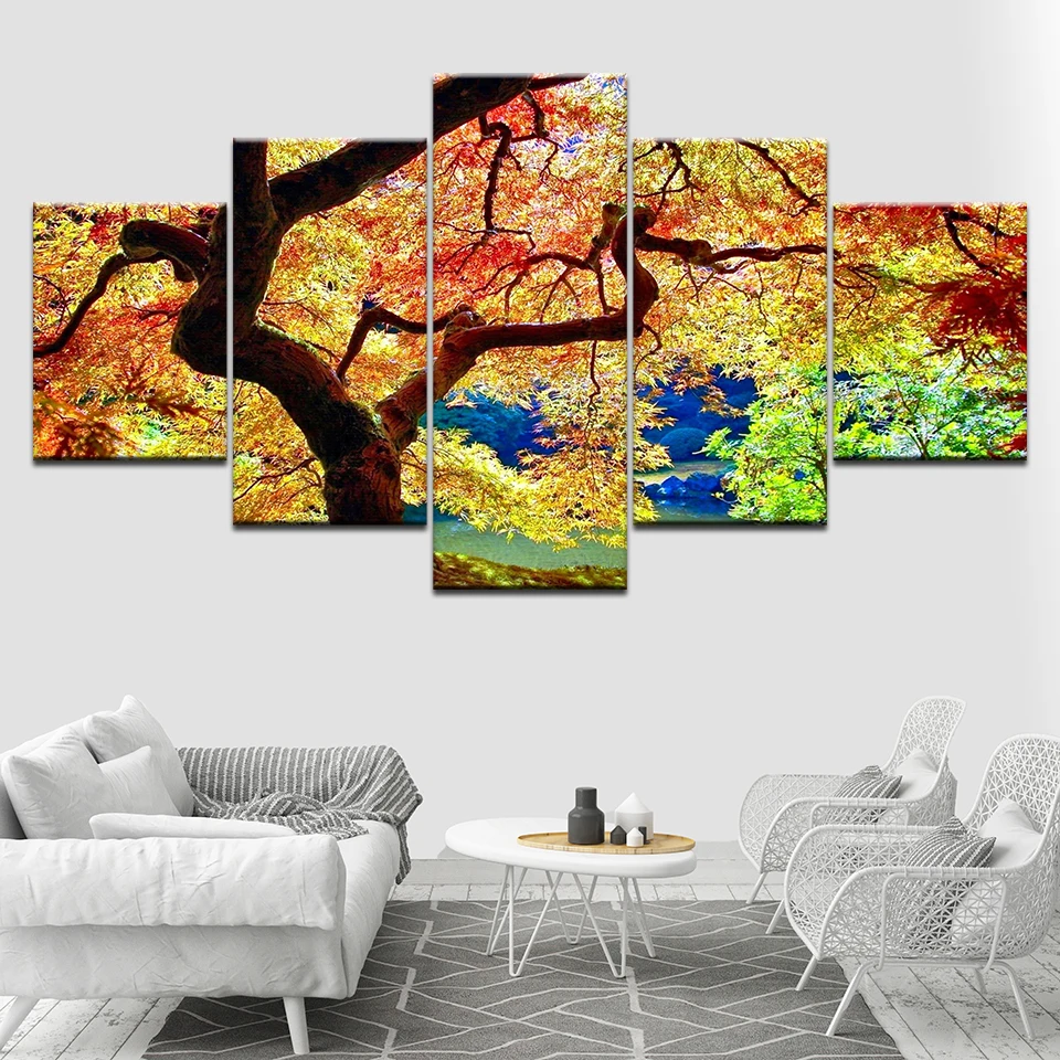 Японский клен 5 шт. Wall Art Печать холст Современная плакат модульная живопись для