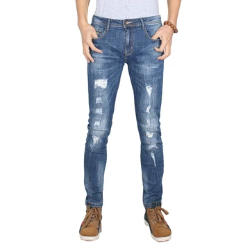 

2017 Autumn Slim Jeans Men Washing Blue Denim Stretch Men's Skinny Jeans Slim Fit Jeans Pencil Pants