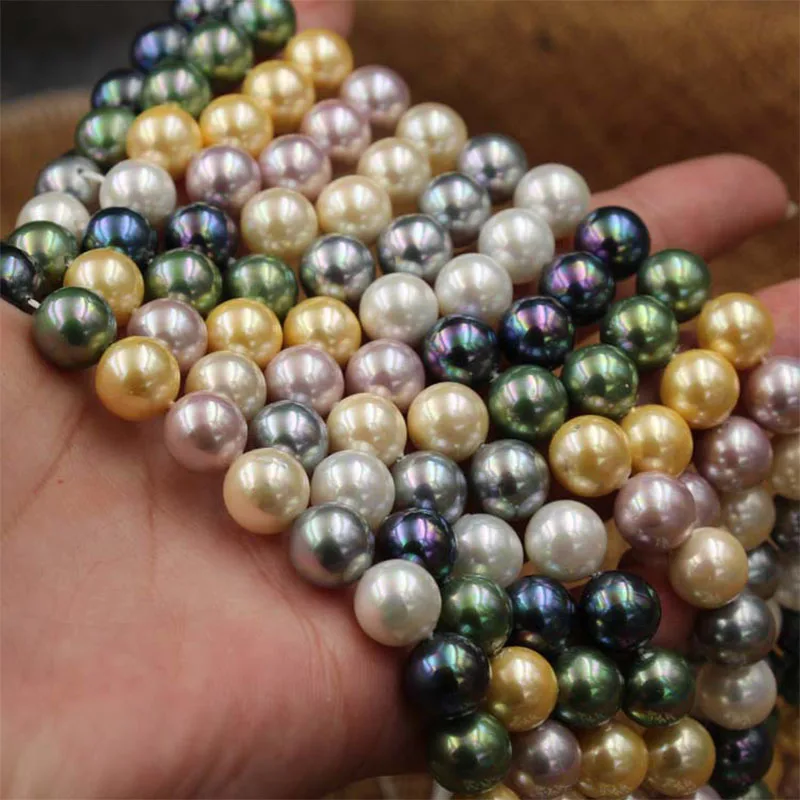 

1 Strand Gradient Mix Colors Round Pearl Charms 6 8 10 12mm Natural Shell Pearls Beads Women Necklace Beads DIY Jewelry Making