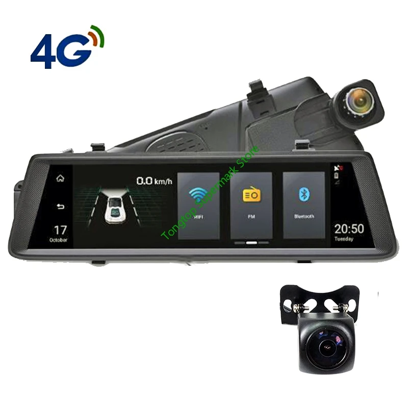 Buy 10" IPS 4G car dvrs Android mirror with rear view
