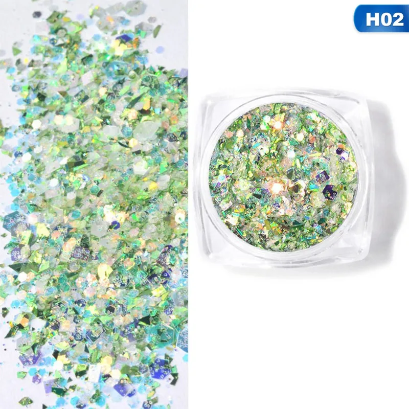 New Shining Light Onion Powder Ultra-thin Nail Glitter Sequins Fashion Colorful Glitter Acrylic Powders For Nail Art - Цвет: H02