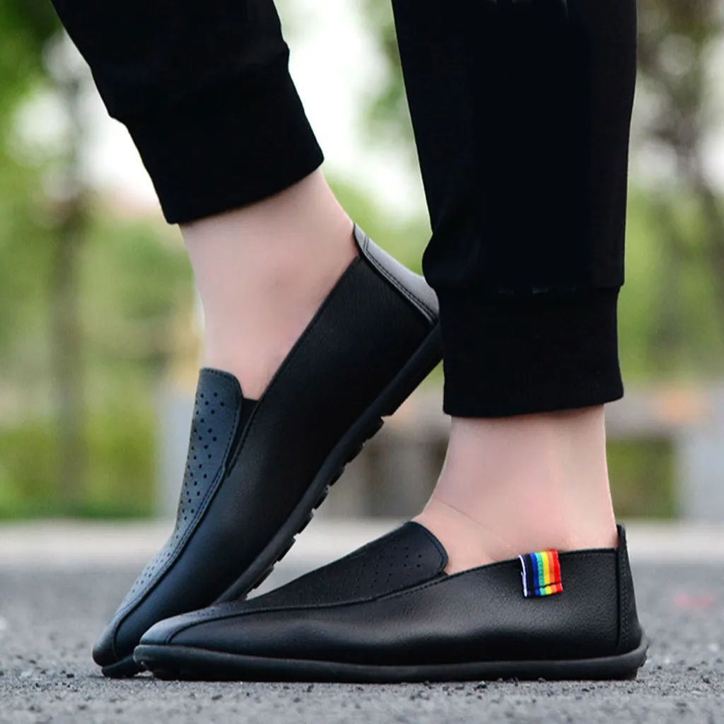 

Fashion Men Leather Casual Slip-On Breathable Driving Boat Shoes Dress sport shoes men 2018 casual shoes men sneakers