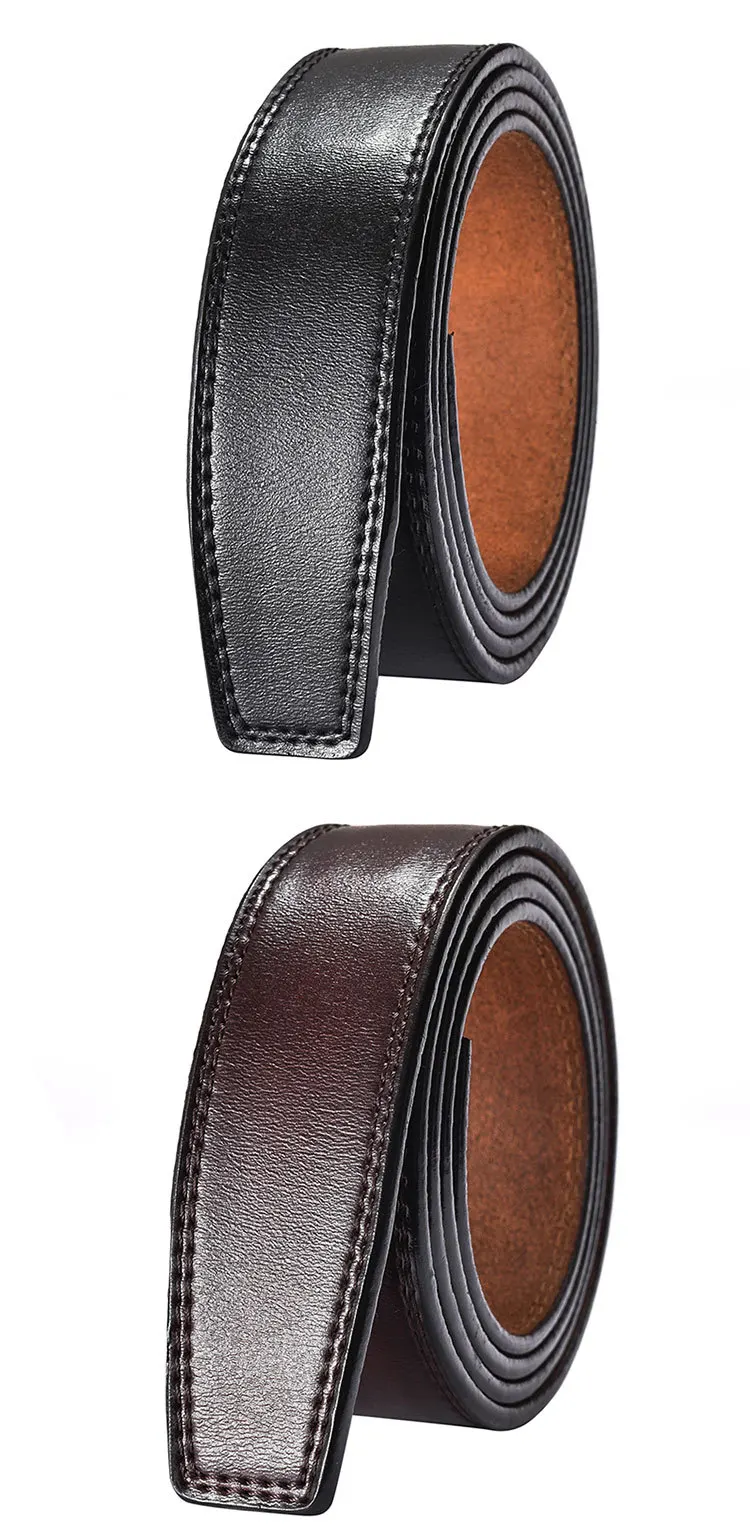 mens brown belt Brand No Buckle 3.5cm Wide Genuine Leather Automatic Belt Body Strap Without Buckle Belts Men 100% cowhide crocodile pattern holeless belt