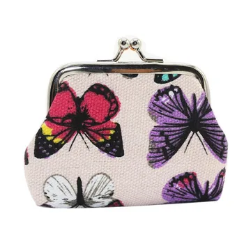 

Hasp Butterfly Printed Coin Pures Wallet Women Canvas Girl Hand Bag Key Card Holder Bag Small Student Coin Pouch