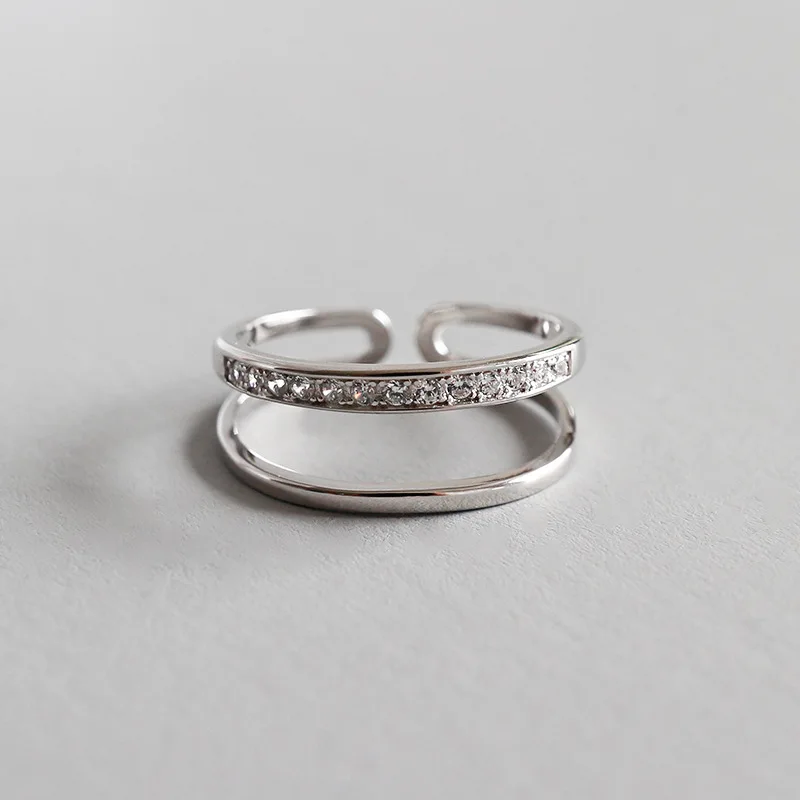 

Size4.75-size6.75 100% Authentic S925 Sterling Silver Fine Jewelry Open Hollow Geometric Double Rows Knuckle Midi Ring J148