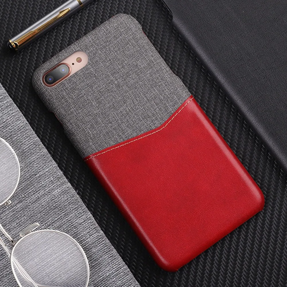 Модная чехол для iPhone 7 8 Ultra Slim Canvas сращивания искусственная кожа держатель карт