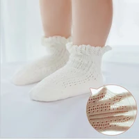 Baby Girls lace Short anti-slip Socks Cotton Newborn infant Princess Ruffle kid mesh toddler white Sock child Clothing Accessory 1