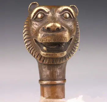 

Bronze Statue Tiger Cane Walking Stick Head Handle Accessories Old Collectable H