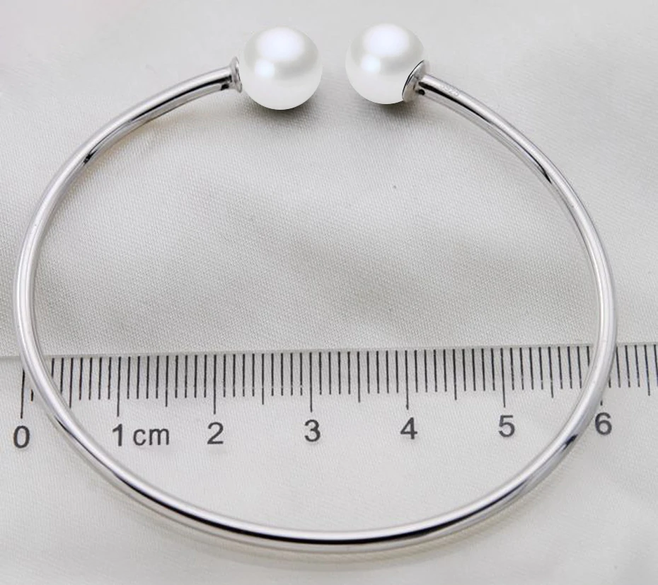 [MeiBaPJ] 925 пробы серебро 8 мм натуральный пресноводный жемчуг браслет для женщин Белый/Розовый/Фиолетовый Модные очаровательные ювелирные изделия Подарочная коробка