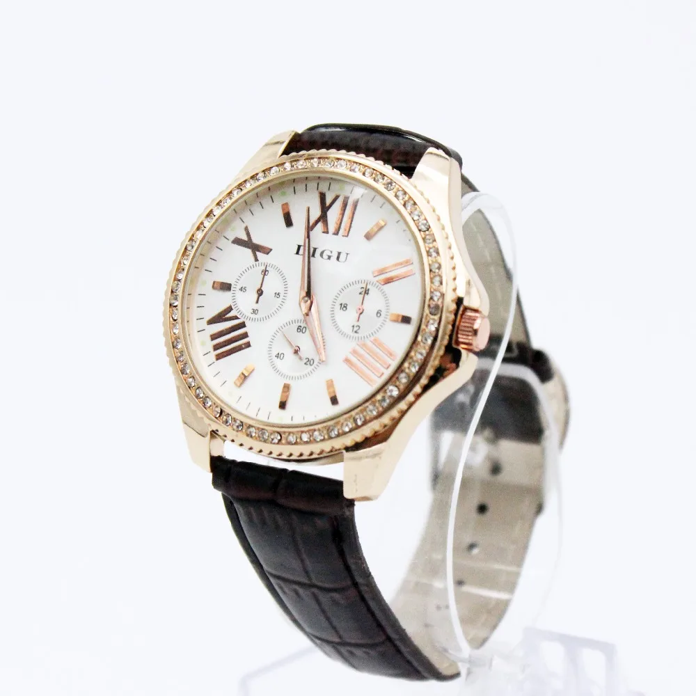 

Mens Watches Top Brand Luxury Leather Luxury Diamond Quartz Watch Men 2016 Fashion Business Band 3M Waterproof Relogio Masculino