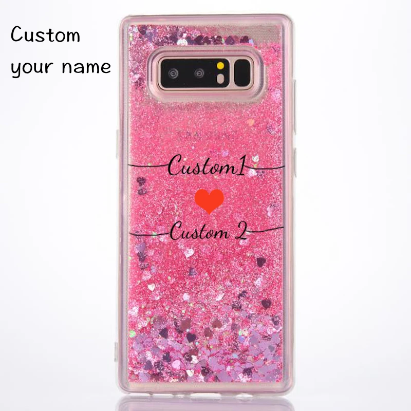 

Unique Custom print name letter phone case heart liquid For Samsung galaxy j2 j4 j5 j6 j7 a5 a6 a7 a8 2017 2018 prime plus pro
