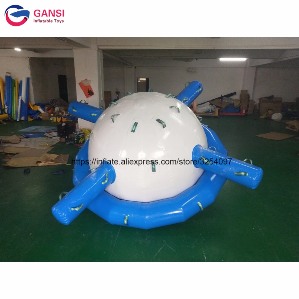 0.9Mm PVC Tarpaulin Blue Floating Water Spinner Rocker Toys Inflatable Water Saturn For Aqua Park
