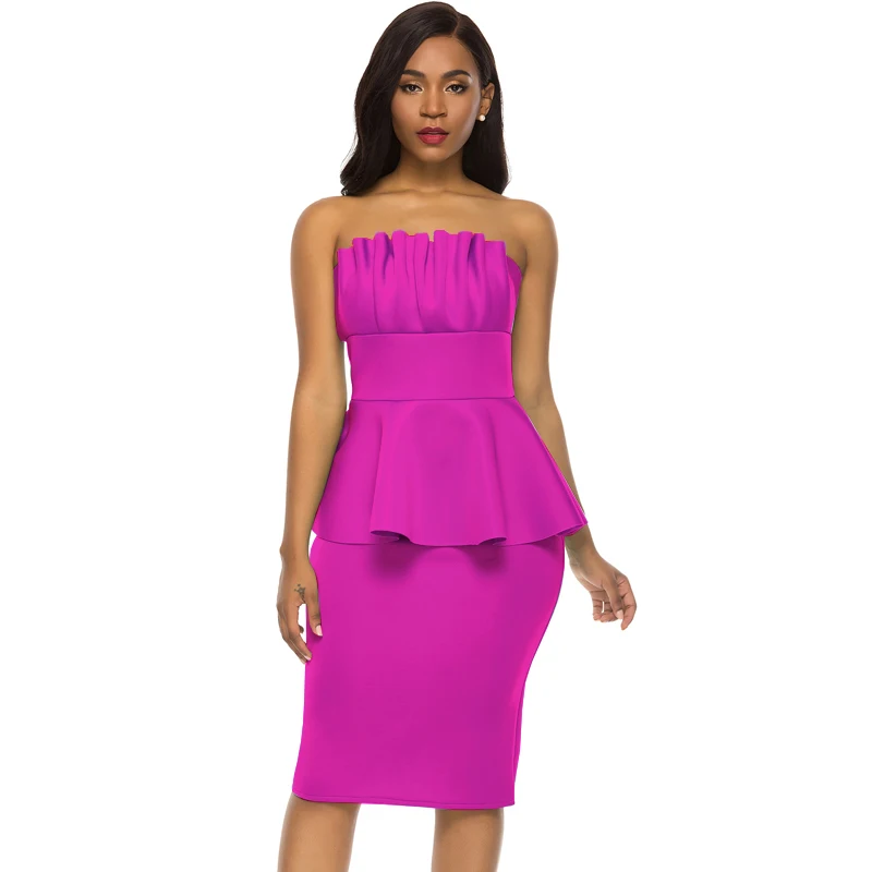 Women's Bodycon Peplum Dress Off-Shoulder Dinner Date Night Celebrate Party Club Tight Evening Tunic Christmas Clothes image 6