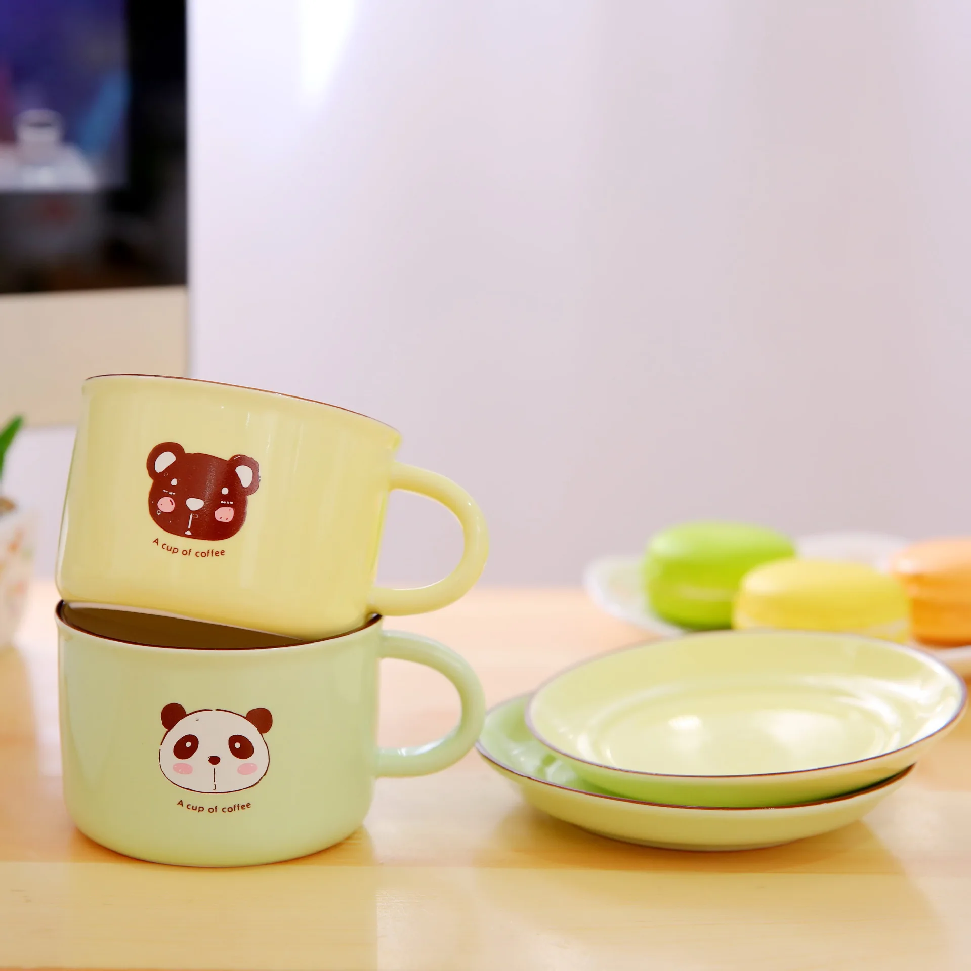 Teagasc Kartun Hewan Mug Set Seri Mug Susu Panda Coklat Beruang