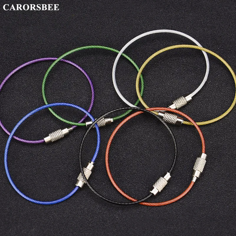 

15cm 5pc Metal Key Holder Chain Split Rings Wire rope outdoor tool Colors Keyring Keychain Motorcycle Keyfob Car Accessories