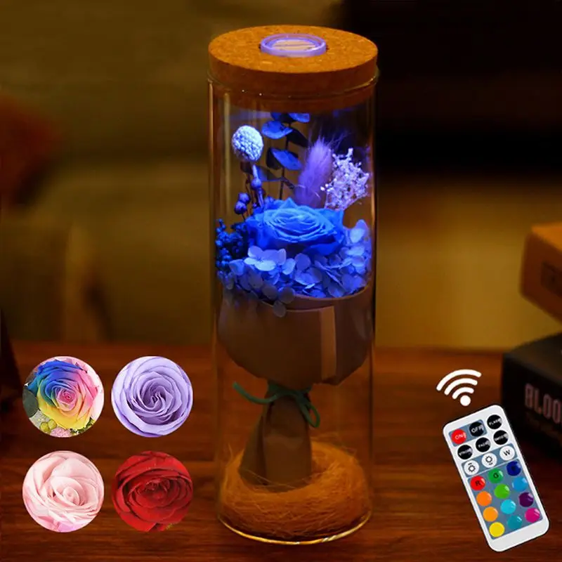 

LED Rose Bottle Lamp RGB Dimmer Flower Light Home Decoration Birthday Festival Gift