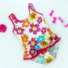 2016 Kids One Piece cute swimsuits for teens Girls Swim Suit children’s swimwear White Floral POLYAMID Braces Maillot