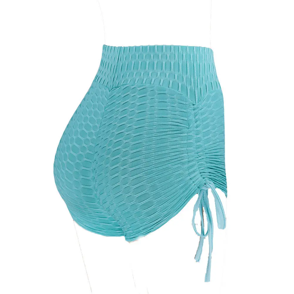 Новинка, женские летние пляжные шорты с высокой талией и резинкой на талии, пляжные шорты с эффектом пуш-ап, шорты для йоги, 7 цветов - Цвет: Mint Green