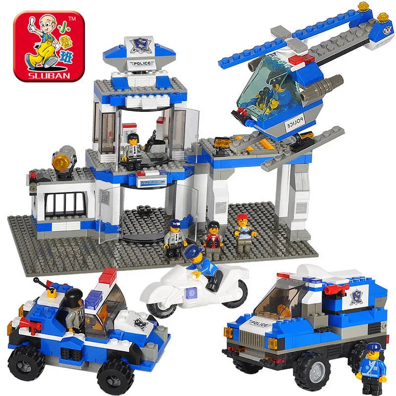 Sluban model building kits compatible with lego city police 595 3D
