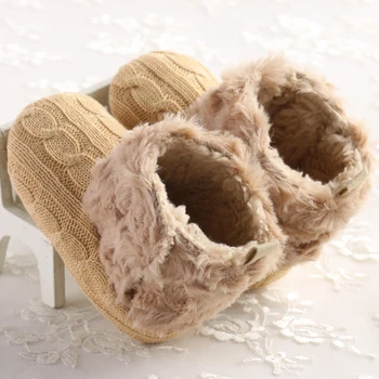 

Winter crochet knit antislip Girl toddler Shoes brand grey winter fleece newborn baby shoes infant boots wool girl crib booties