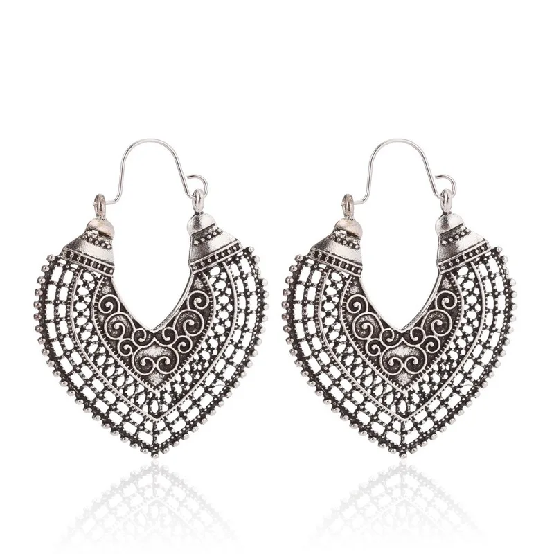 

2019 New Top Fashion And The Earrings National Wind Restoring Ancient Ways Is Hollow Out Hearts Alloy Wholesale Manufacturers