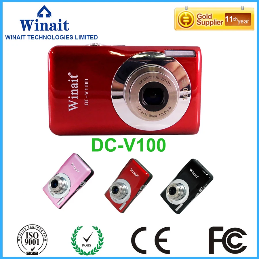 

FreeShipping Max 15MP digital camera with 5X Optical zoom 4X Digital zoom And 2.7" TFT Display DC-V100 photo camera mini Camera