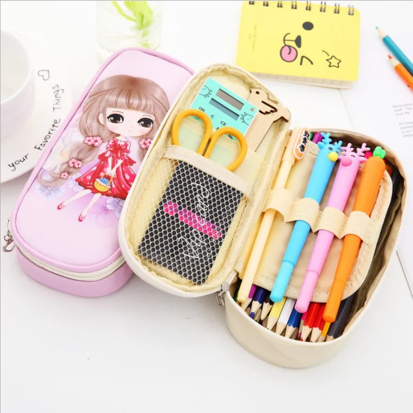 Чехол для карандашей Kawaii Girls милые животные большая емкость пенал ручка коробка