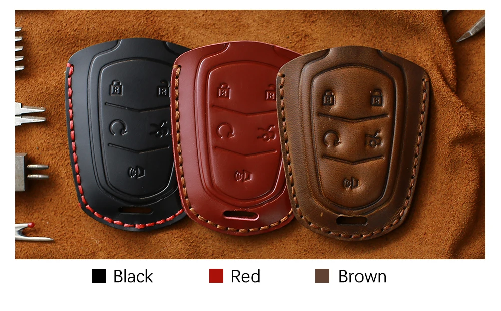 Chave do Carro Capa para Cadillac Keyyou Couro Genuíno Case Escalade Esv Xts Ats Cts Ct6 Xt5 Bls 2020-2020 Anel Chave Titular Inteligente 6 Cheap Estojo de chaves p carro