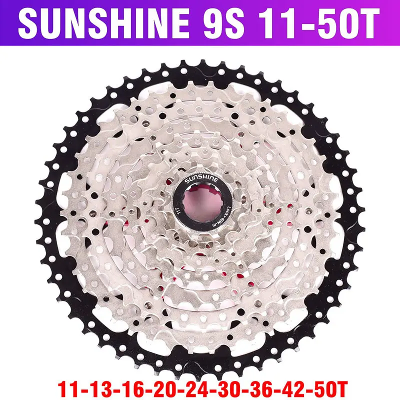 SUNSHINE-SZ 9 скоростей кассета 11-50T горный велосипед широкое соотношение MTB велосипед 9 S свободного хода совместим с M430 M4000 M590 свободного хода - Цвет: 9 speed (11-50T)