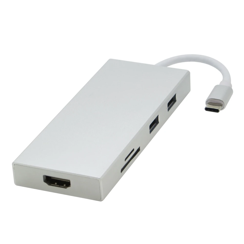 10 шт. type C USB 3,1 концентратор USB-C к USB 3,0/HDMI Женский Серебряный HDMI адаптер SD/TF кардридер с зарядным портом для Macbook