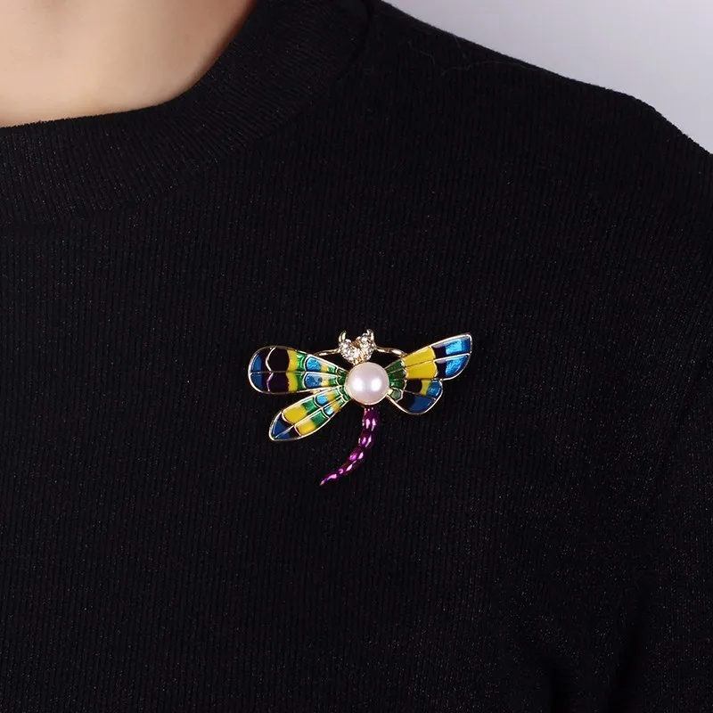 HENGSHENG натуральный Ювелирные изделия из жемчуга брошь Цвет ful Dragonfly Броши для Для