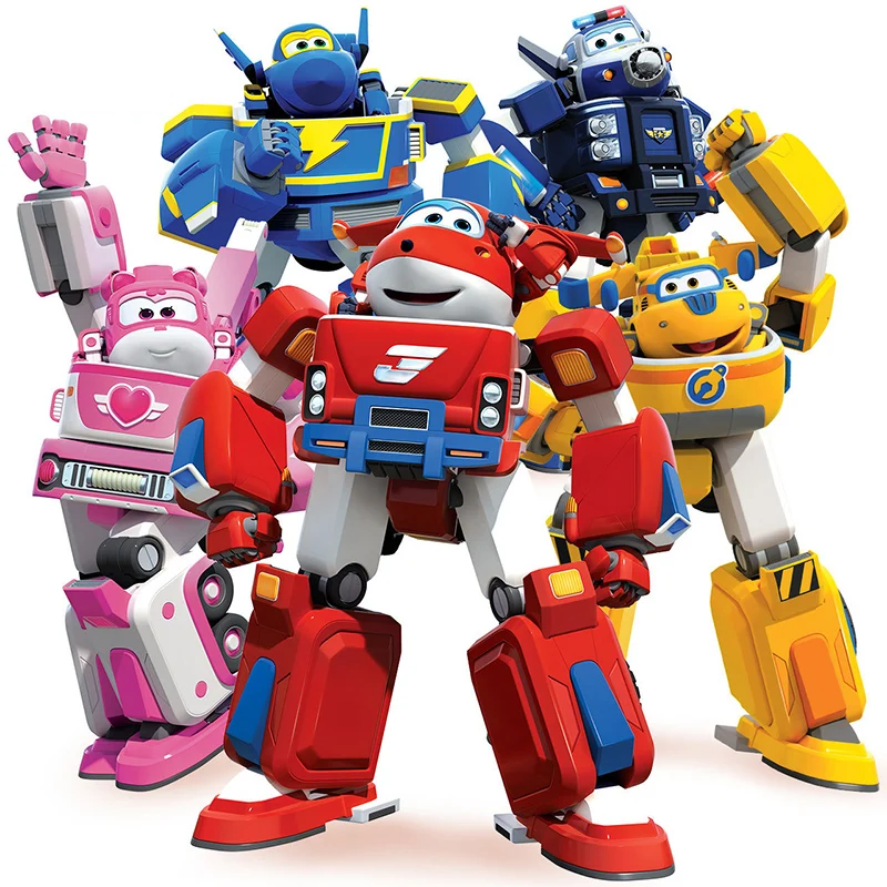 

Big Deformation Super Wings Rescue Robot Airplane PVC Slide Plane Action Figures Transformation Fire Engines Model Toys #E