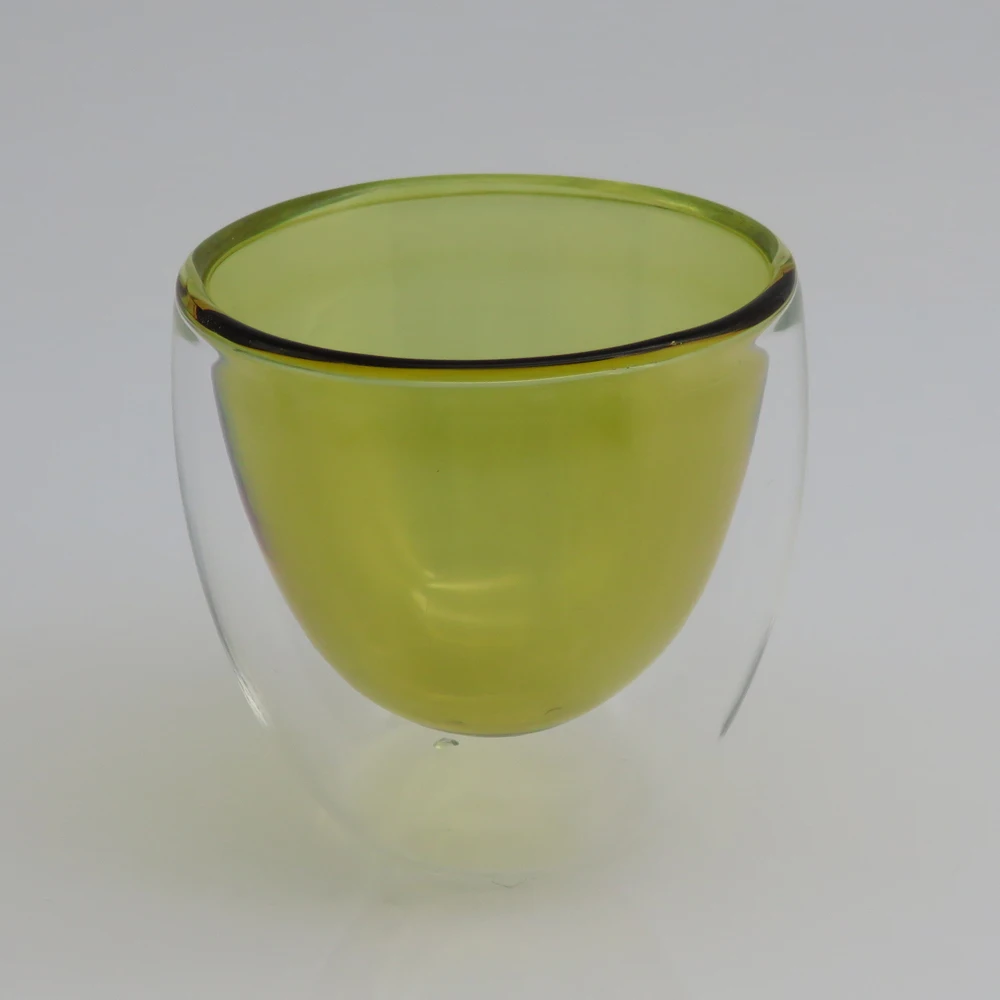 2PC Handmade Heat Resistant Color Double Wall Glass Cup Coffee Mug 80ML Insulated Glass