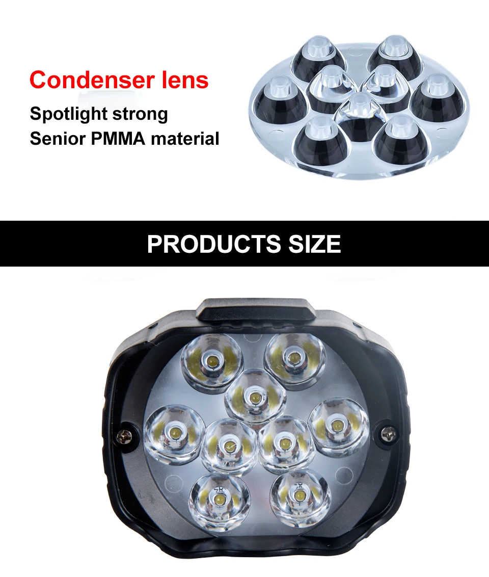 LED Work Lights Auxiliary Lights Headlights 9 Chip 9W Super Bright Canbus for Chevrolet motorcycle truck Off-road vehicle Moped (6)