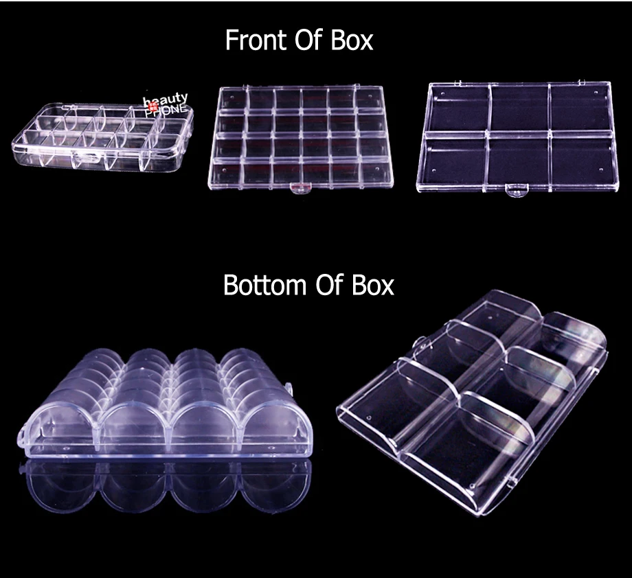 Высококачественная акриловая прозрачная коробка для хранения, фиксированные отсеки для самостоятельного дизайна ногтей, аксессуары для ювелирных изделий, бисер, портативный чехол-контейнер