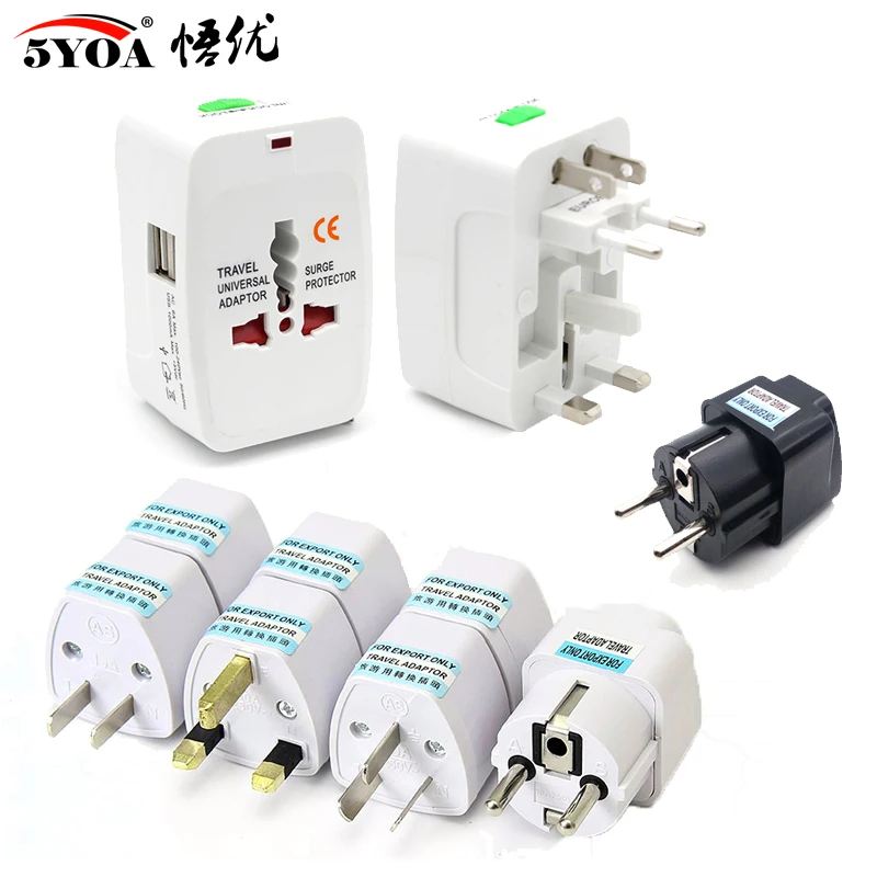 

Power Socket Charging Port Universal Worldwide Travel Wall Charger AC Power AU UK US EU Plug Adapter Adaptor Option 2 USB