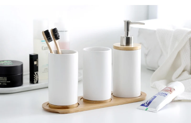 Керамические бамбуковые стаканы для ванной комнаты зубная щетка чашки ванная комната контейнер для эмульсии кухонная посуда контейнер для жидкости для мытья посуды