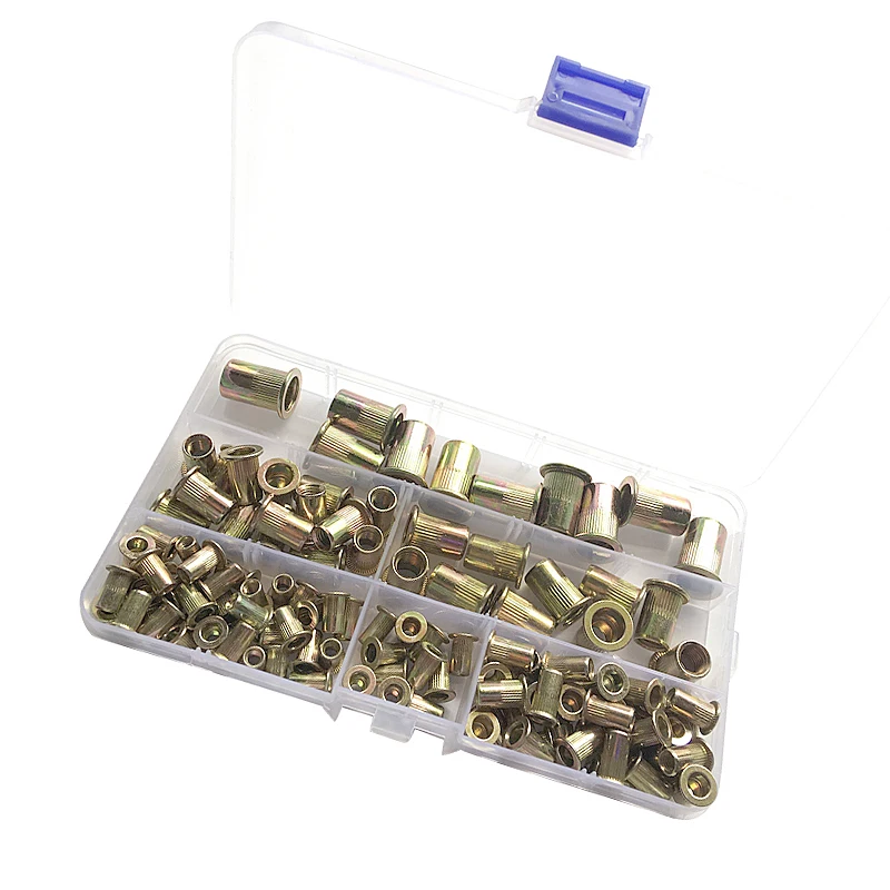

M4 M5 M6 M8 M10 Zinc Plated Carbon Steel Rivet Nut Insert Flat Head Threaded Rivet Insert Cap Rivet Nut 120pcs