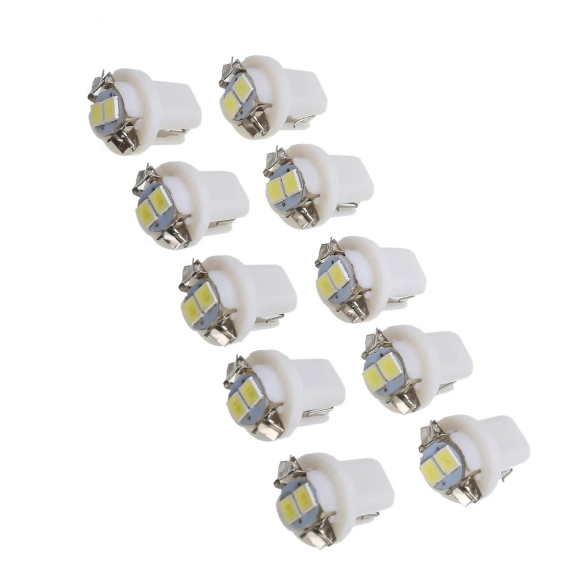 10pcs/set High Bright White T5 B8.5D 3528 2 LED Car Dash Gauge Cluster Instrument Panel Wedge Light Bulb Dashboard Lamp