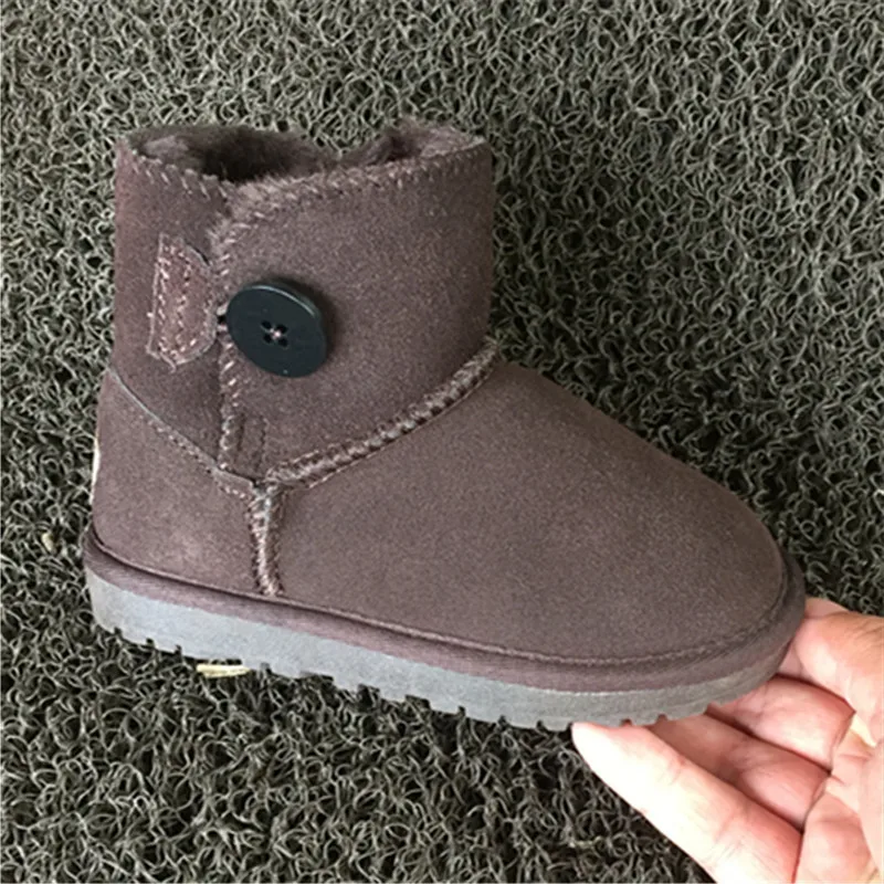 

2018children's shoes men and women children's genuine leather snow boots thick warm non-slip beef tendon bottom